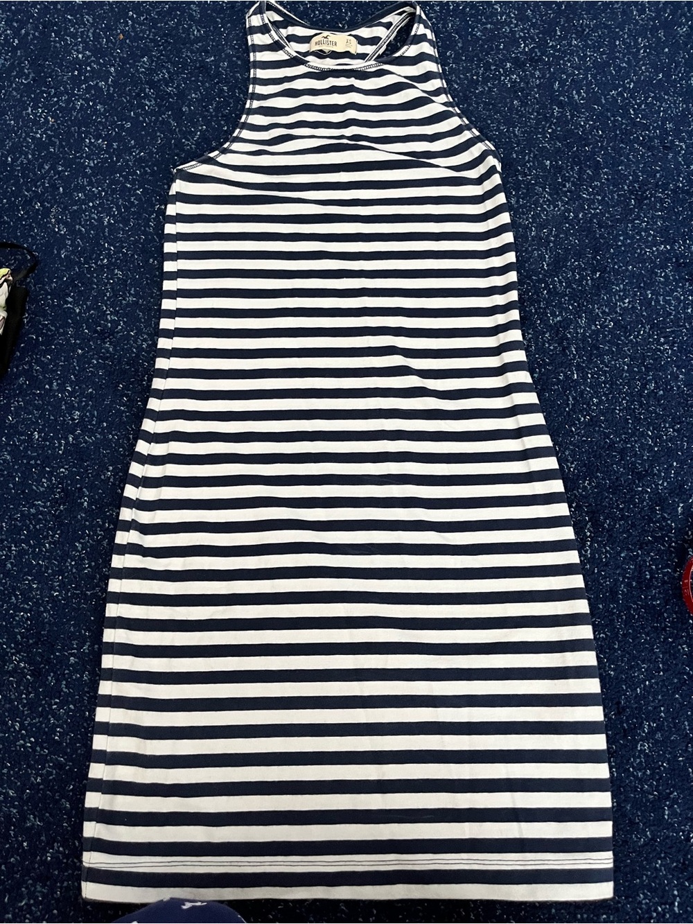 Hollister Navy and White Striped Midi Dress